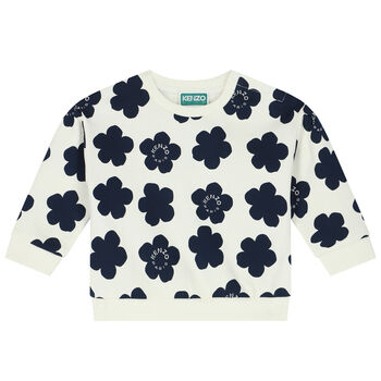 Younger Girls Ivory Boke Flower Sweatshirt